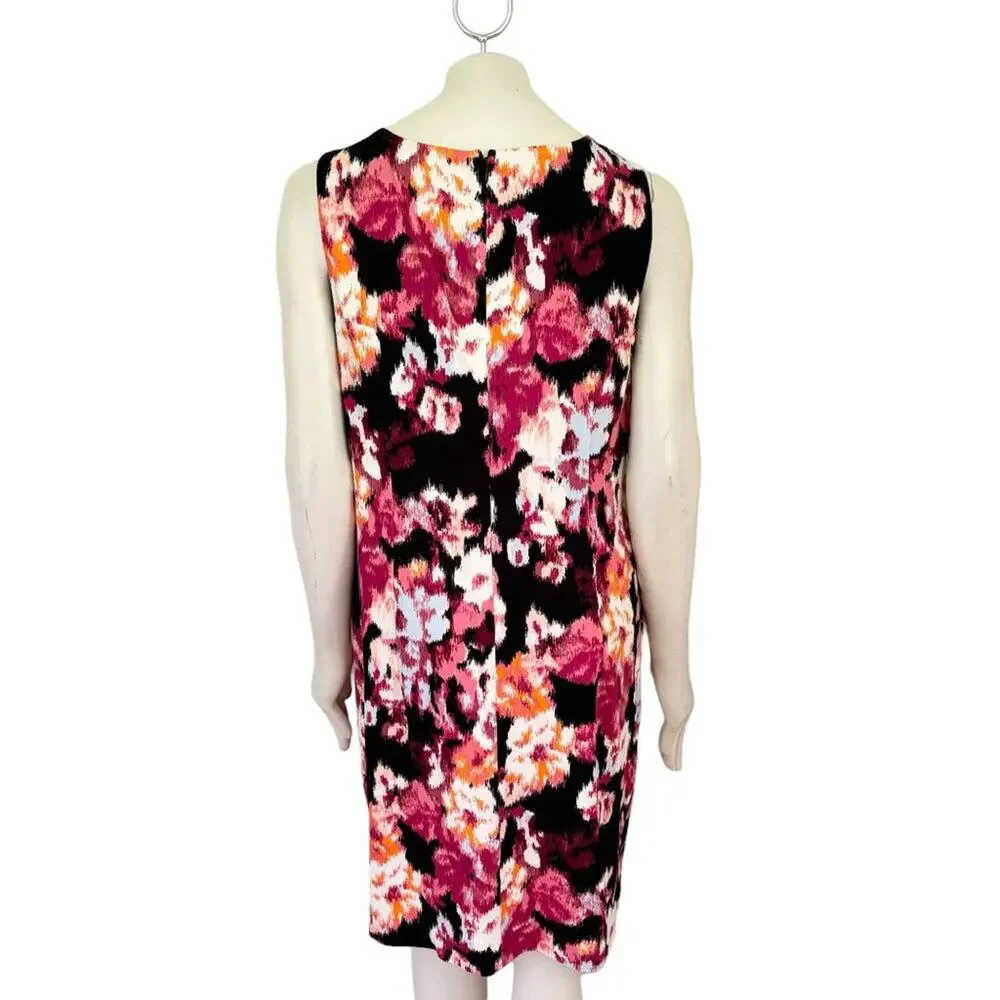 NWT CHICO'S Sleeveless Shift Ponte Dress in Black Florals  SZ 14